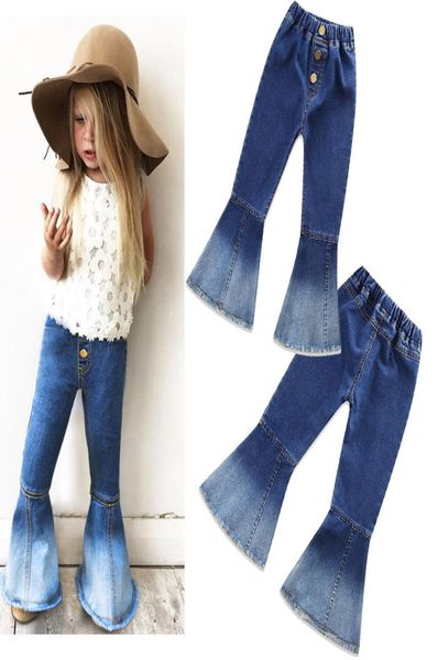 2019 moda crianças calças flare boot corte jeans meninas bellbottoms calças do bebê meninas blet calças de couro do plutônio crianças calças longas pan8256756