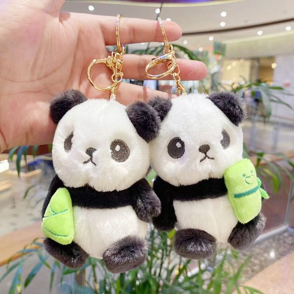 2024 Adorável Plexh Panda Keychains Animais Pingente de casal estudante de casal pendurar decoração de pelúcia de brinquedo de brinquedo por atacado