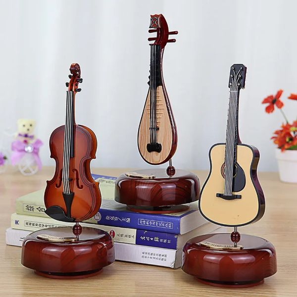 Caixas de instrumento musical clássico oitava para violino caixa de música casa armário de vinho decoração chinês pipa oitava caixa decoração para casa