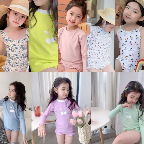 Roupa de banho moda verão para meninas maiô colorido cereja estampado maiô estampado