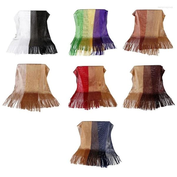 Шарфы Серебряная проволочная шаль для женщин Кружевной шарф соответствующего цвета с отделкой бахромой Y1UA