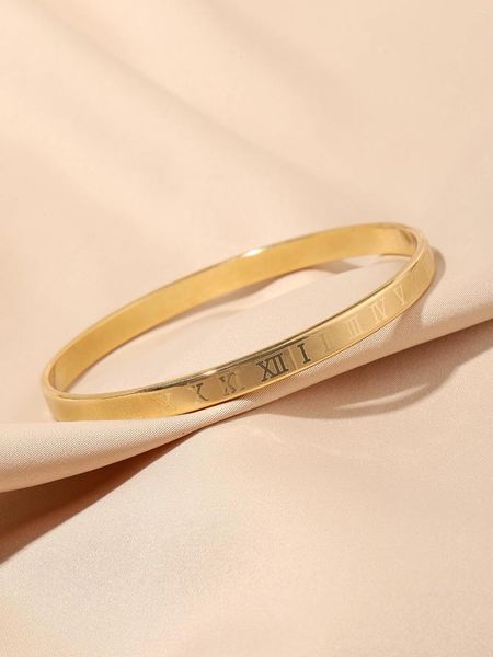 Bangle Minimalista Versão Coreana Moda Roman Digital Titanium Aço Pulseira Instagram Trendy Women's Hand Jewelry