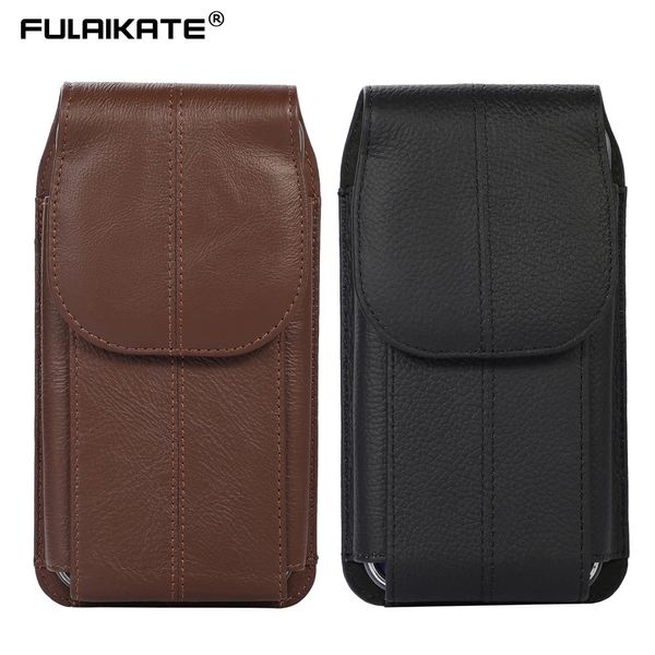 FULAIKATE 6.1 6.7 7.2 Bolsa de telefone de couro de primeira camada para iPhone 13 Pro Max Z Fold3 Bolsa de cintura masculina coldre portátil 240307