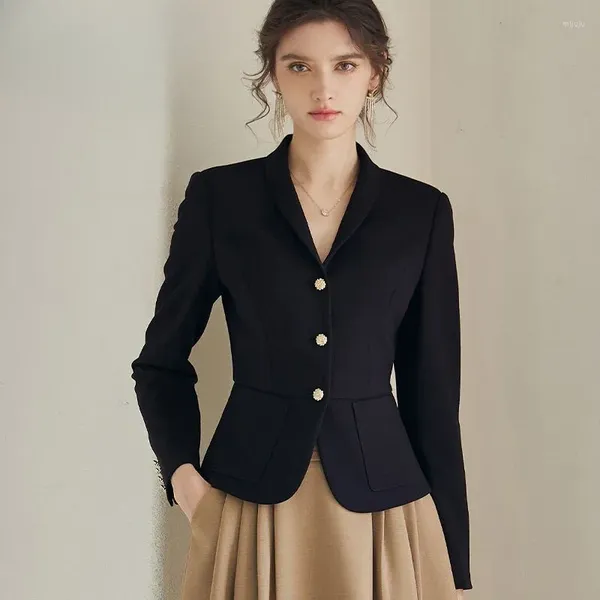 Ternos femininos jaqueta blazer mulher colheita roupas magro outerwears curto sólido casacos para mulher tendência preta 2024 na venda coreana