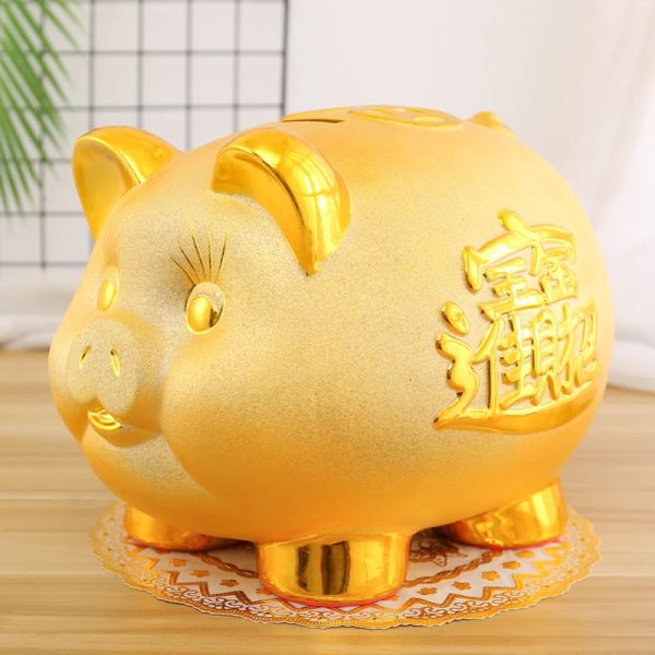 Kisten Luxus Gold Coin Geld Kiste Erwachsene Kinder Cartoon Hidden Storage Jar süße Keramik Schweinehöhne