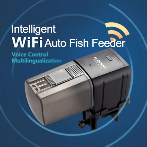 Alimentadores ILONDA automática aquário de peixe alimento alimentador de alimentos Wi -Fi Wireless Inteligent Dispensador