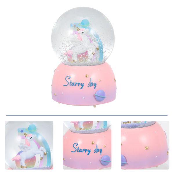 Scatole Musica a sfera di cristallo box box decorazioni ornamenti unicorno in vetro neve musicale sferico snowball automatico nevicata