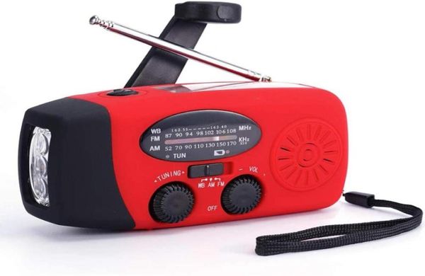 FMAMNOAA Wetterradio, Handkurbel, selbstbetrieben, Solar-Notfallradios mit 3 LED-Taschenlampe, 1000 mAh, Powerbank, Smartphone-Aufladung, 621455413