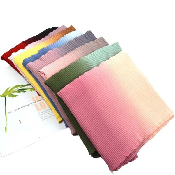 Lenços HH8 1 PCS Ombre Crinkle Moda Mulheres Sólidas Chiffon Lenço Hijab Lenço Muçulmano Xale Islâmico Hijabs Árabe Envoltório Head193z