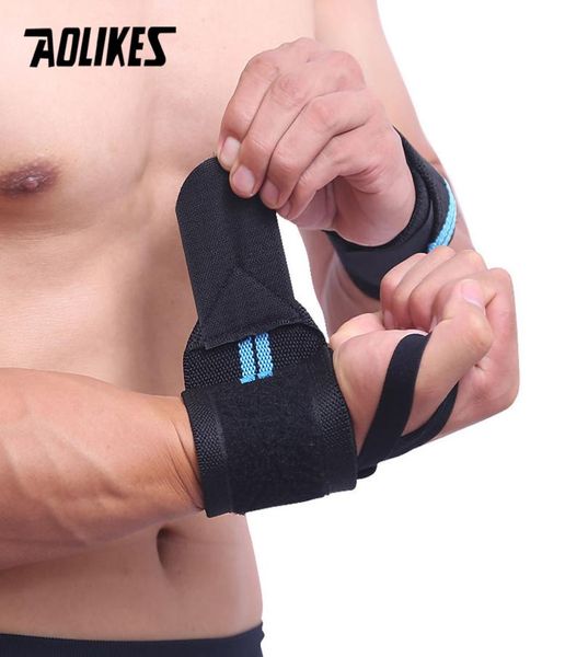 AOLIKES 1 PZ Supporto per polso Palestra Sollevamento pesi Allenamento Guanti per sollevamento pesi Bar Grip Bilanciere Cinghie Avvolge Protezione per le mani8877614