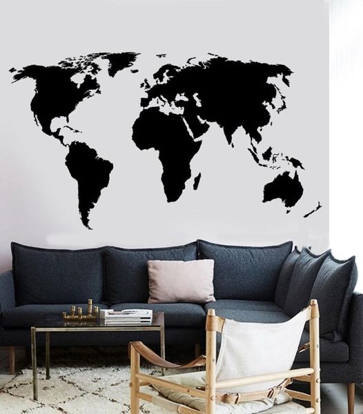 Большая карта мира, наклейка для офиса, классная комната, украшение, виниловая наклейка на стену для дома, гостиной, DT16 2011069273480