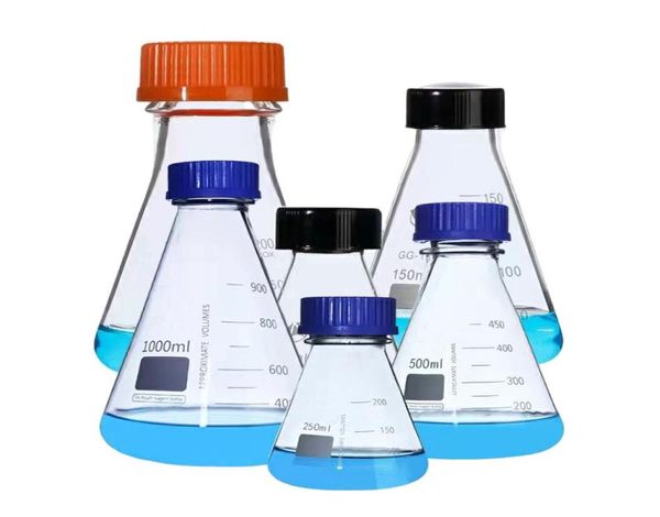 Suprimentos de laboratório 2 pçs frasco de vidro 50100 250 500 1000ml erlenmeyer borosilicato frascos triangulares química laboratório glassware7055711