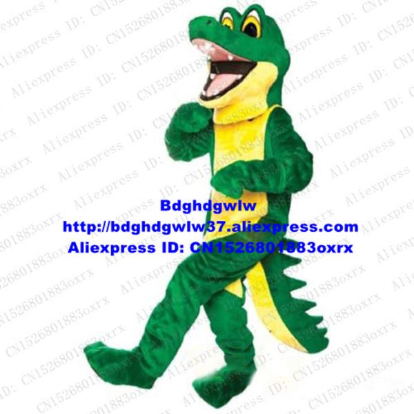 Trajes da mascote verde crocodilo jacaré traje da mascote adulto personagem dos desenhos animados roupa terno artes cênicas bem-vindo o porteiro zx1011