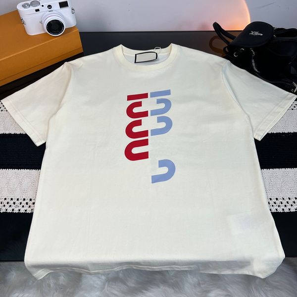 Mens T Shirt Kısa Kollu Yaz Gündelik Tshirts Konfor Saf Pamuk Erkek Kadın Tshirt Tasarımcı Tees Kısa Kadın Erkekler Mektuplar Çiftler Sokak Giyim Chd2403142-12