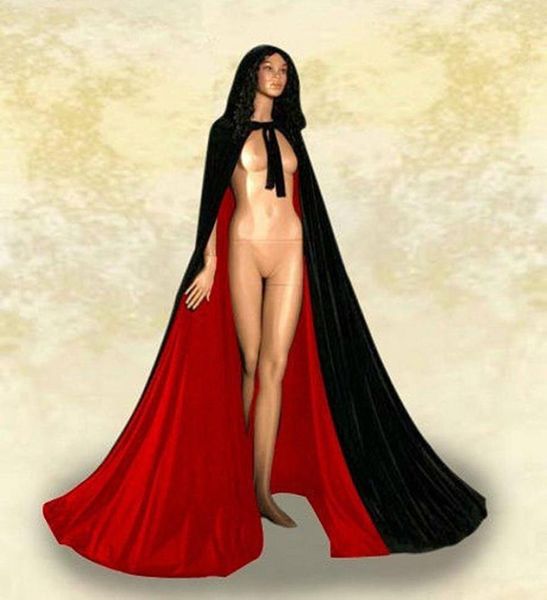 Gotik kapüşonlu kadife pelerin gotik wicca robe ortaçağ büyücülük larp cape kadın düğün ceketler kaplar 6158922