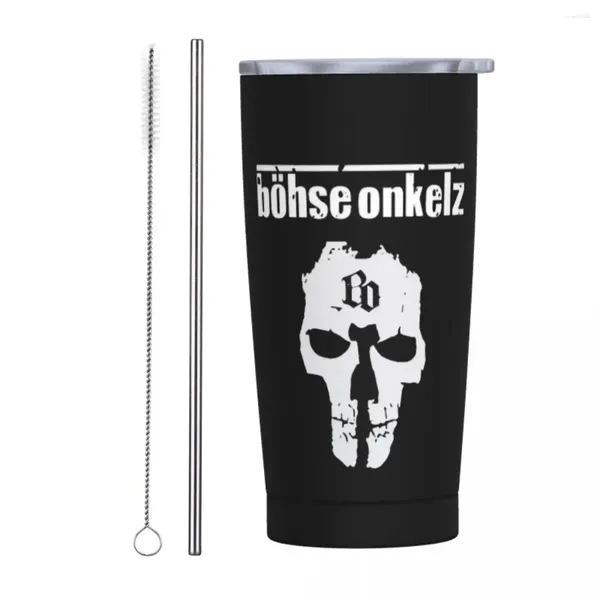 Tumblers Boohse Onkelz BO Crânio Rock Tumbler isolado com palhas de aço inoxidável canecas de café ao ar livre portátil carro garrafa copo 20oz