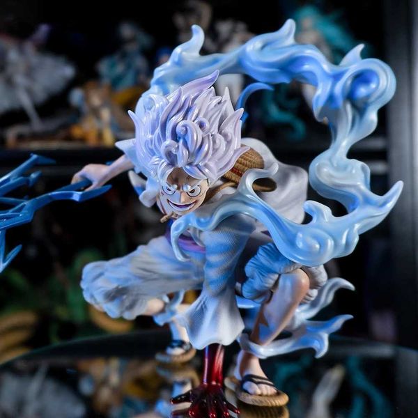 Куклы One Piece Anime Lightning Luffy Gear 5 фигурная статуэтка Sun God Nikka Сцена приседания 19 см. Фигурные фигурки для взрослых модели для Boysl2403