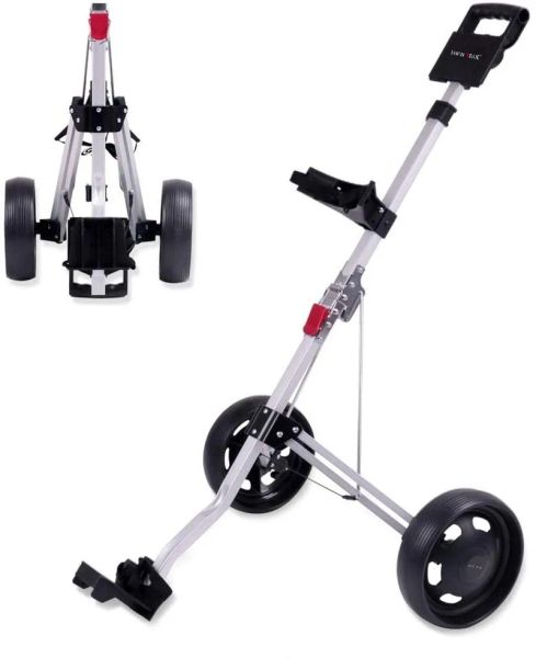 Trolley How True 2-Rad faltbarer Golf-Push-Cart, zusammenklappbarer Golf-Trolley, Push-Pull-Golf-Cart