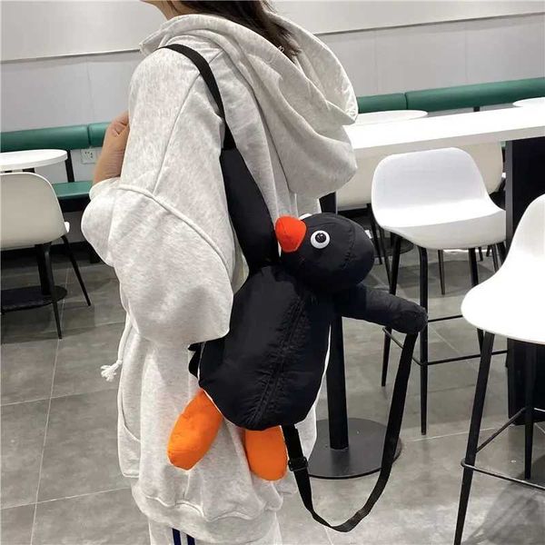 Sırt çantaları 38cm güzel penguen peluş sırt çantası karikatür sevimli penguen peluş oyuncak yumuşak doldurulmuş hayvan omuz çantası çocuklar için kızlar doğum günü hediyesi2403