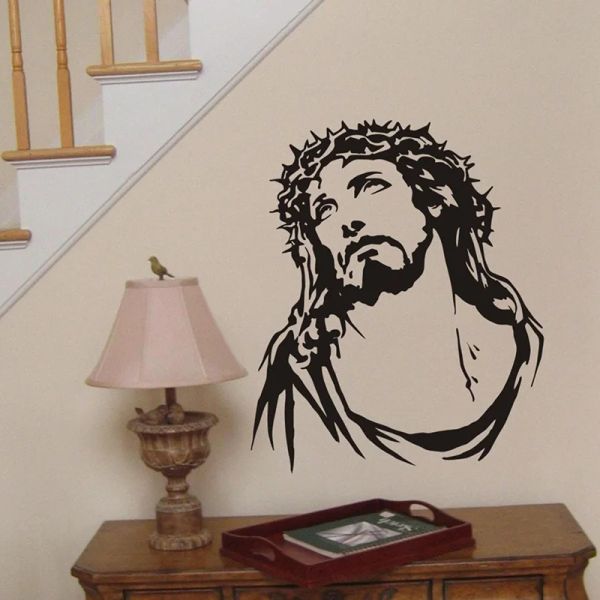 Adesivos jesus coroa de espinhos vinil decalque da parede decoração para casa sala de estar quarto arte mural removível adesivos de parede