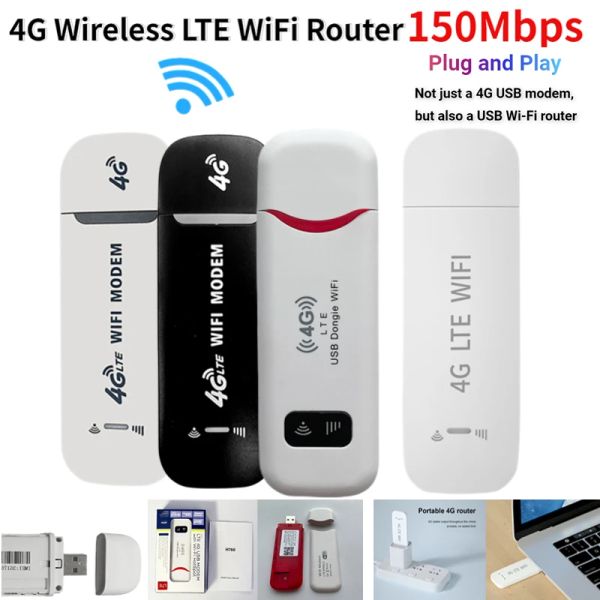 Controles portátil sem fio lte wifi roteador 4g cartão sim 150mbps usb modem bolso hotspot dongle banda larga móvel para casa cobertura wi-fi