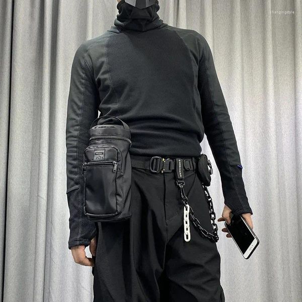 Sacos de cintura 2024 estilo techwear ao ar livre multifuncional saco de garrafa de água homens mulheres hip hop tático crossbody fanny pack