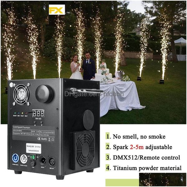 Andere Bühnenbeleuchtung SFX Cold Spark Hine 650W Spray 2-5M Brunnen Hochzeitsfeier Wunderkerzeneffekt Rauchfreies Feuerwerk Dmx Remote Drop Dhwtu