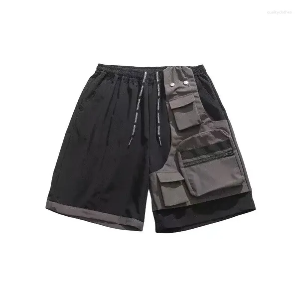 Pantaloncini da uomo 2024 pantaloni semplici patchwork multitasche estivi coreani pantaloni casual da uomo cargo sottili con cerniera oversize