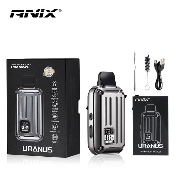 Original ANIX URANO Vaporizadores de ervas secas portáteis 2200mAh Tela OLED Magnética Top Dry Herbal Steam Device Hugo Vapor Vape Pen