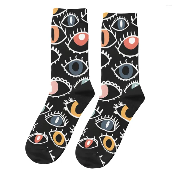 Мужские носки в стиле ретро, страшные глаза, чужой, унисекс, в уличном стиле, бесшовные носки с принтом Happy Crew, подарок