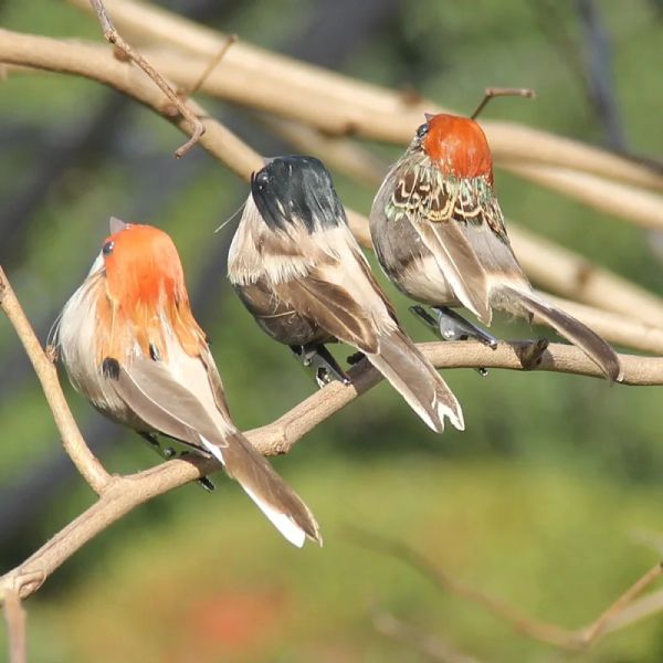 Sculture 12 pezzi Simulazione Uccelli Modelli Schiuma artificiale Piuma Uccello Giardino domestico Decorazione auto nuziale Fai da te Artigianato per feste in miniatura