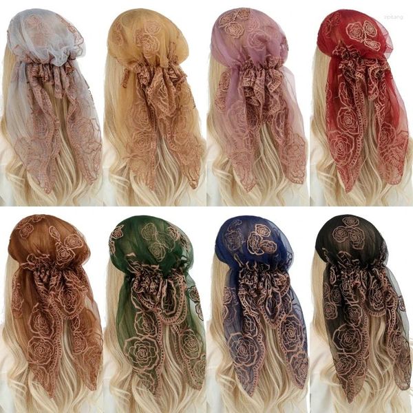 Schals Frauen Mode Mesh Stickerei Turban Muslim Islamischen Vor Gebunden Hijab Kopftuch Haar Abdeckung Schals Atmungsaktive Elastische Bandanas Kappe