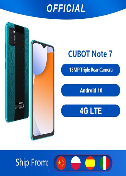 Cubot Note 7 Smartphone, Dreifachkamera, 13 MP, 4G LTE, 55-Zoll-Bildschirm, 3100 mAh, Android 10, Dual-SIM-Karte, Mobiltelefon, Gesichtsentsperrung9719486