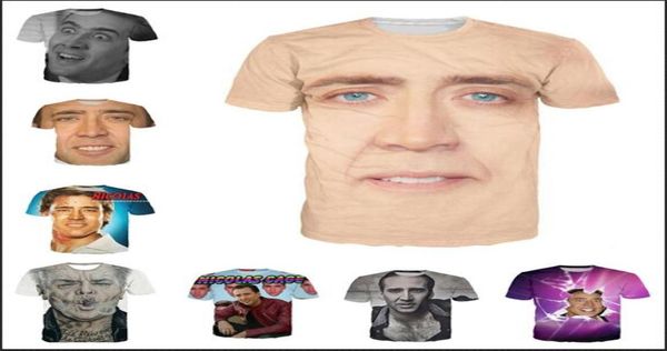 Roupas de moda O Gigante Explodido Rosto de Nicolas Cage Camiseta Casual Mulheres Homens Camiseta 3D Harajuku t shirt Estilo Verão Tops9004053