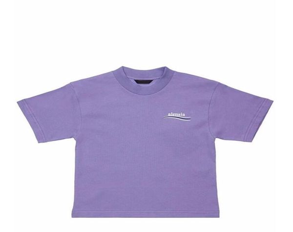 Фиолетовая вышивка и волна, весна-лето, футболки для маленьких мальчиков и девочек, хлопковая детская одежда, футболка с короткими рукавами, детские футболки с круглым воротником3745385