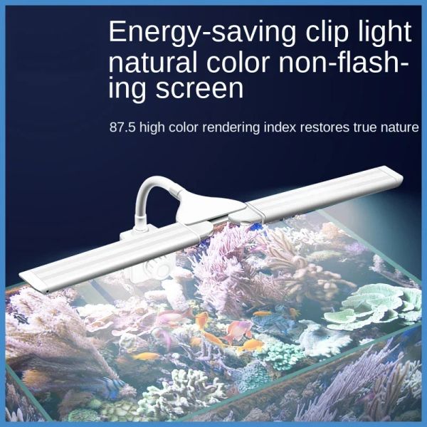 Illuminazione Acquario Clip per acquario Serbatoio per erba umida Acqua di mare Illuminazione a LED Mini timer Luce per clip Luce per clip grandangolare a quattro file Spina USB