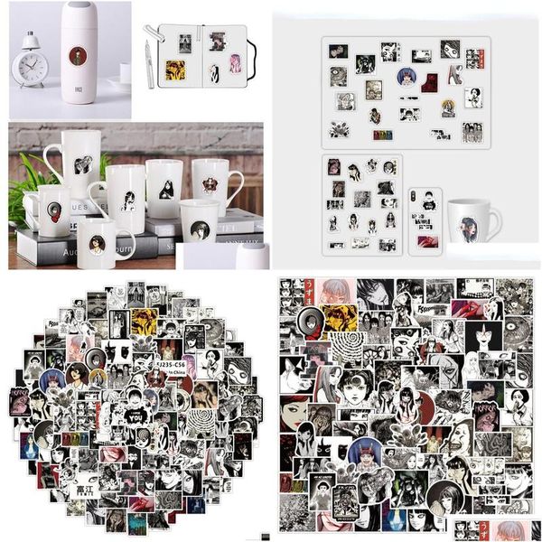 Araba Çıkartmaları 50 PCS/LOT Japon Junji Ito Korku Çizgi Roman Tomie Sticker Black White ITI DIY Styling Dizüstü Bilgisayar Kaykay Dro OTMRS