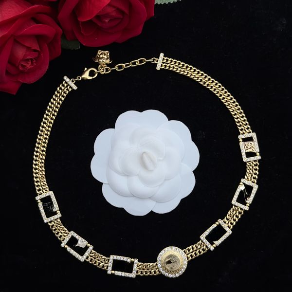 Fashion 18k Gold Chokers Colares requintados de designer de luxo simples de colares de gargantilha de link para mulheres e homens amantes jóias de presente