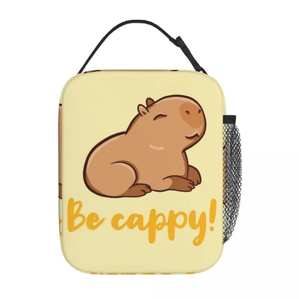 Niedliche Happy Capybara-Zubehör, isolierte Lunchtasche für Kinder, Schule, Lebensmittelbox, tragbar, Ankunftskühler, thermisch, 240226