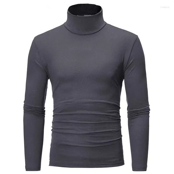 Herrenanzüge B8306 Herbst Winter Thermo Langarm Rollkragen T-Shirt Einfarbig Tops Männlich Schlank Basic Stretch T-Shirt