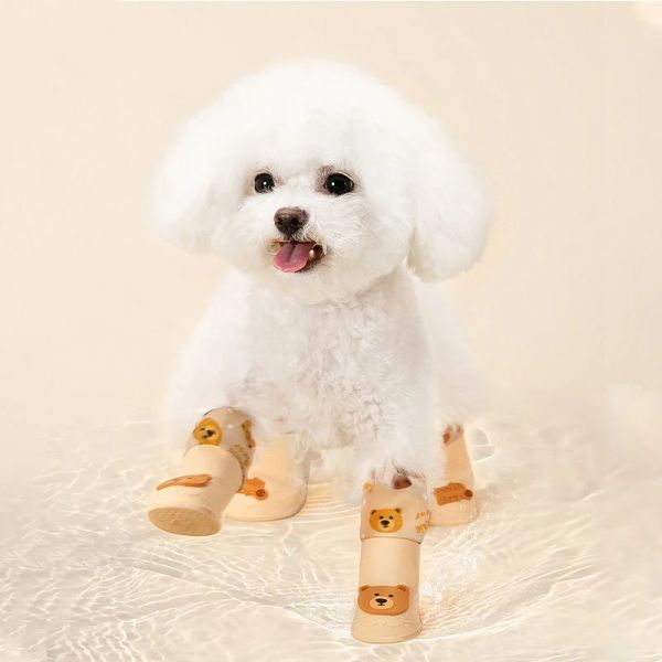 Sapatos Cawayi Canil Botas de Chuva para Cães Pequenos Cães Ao Ar Livre À Prova D 'Água Antiderrapante Cão Dos Desenhos Animados Sapatos Hightop para Chihuahua