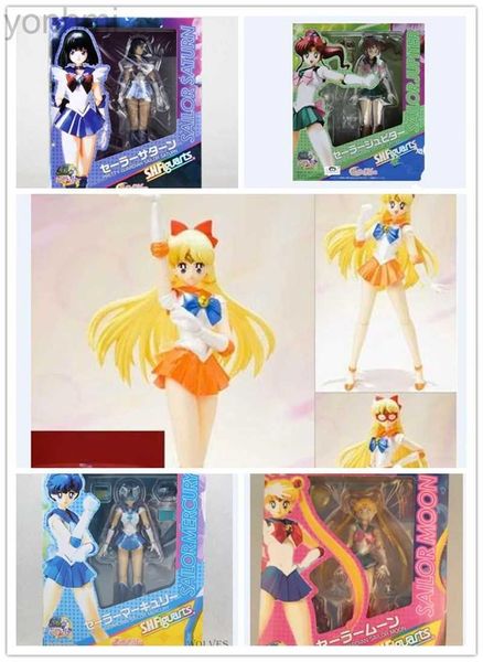 Aktionsspielfiguren Anime Pretty Guardian Sailor Moon Tsukino Usagi Sailor Mercury Venus Jupiter Saturn PVC Action Figure Sammeln Modell Spielzeugpuppe ldd240314