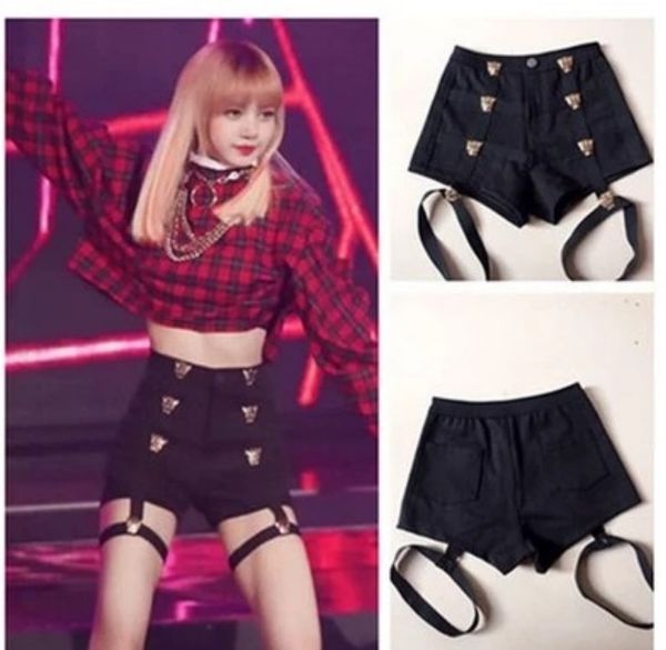 Novo adulto pólo dança traje preto altura cintura shorts feminino jazz wear bar dança rave calças roupas coreanas