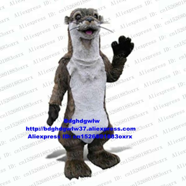 Maskot Kostümleri Kahverengi Uzun Kürk Otter Lutra Marten Ermine Sable Ferret Mongoose Beaver Meerkat Fursuit Maskot Kostümü Yetişkin Giyilebilir Sosyal ZX634