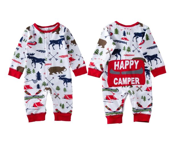 Рождественская одежда для маленьких девочек и мальчиков, пижамный наряд, боди для новорожденных, полосатый комбинезон с медведем и оленями, зимний цельный рождественский детский Clot2257136