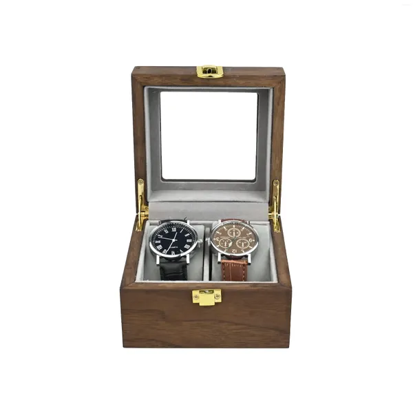 Caixas de relógio 2/ 3/ 6/ 10/ 12 grades caixa de madeira caixa de nogueira preta titular organizador de armazenamento para relógios masculinos exibição de jóias