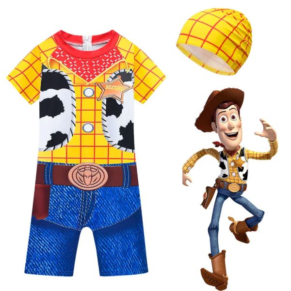 Bademode Disney Toy Story 4 Neue Kinder Baby Badeanzug OnePiece Cosplay Badeanzug Kinder Badeanzug Jungen Badekappe Sommer Kleidung