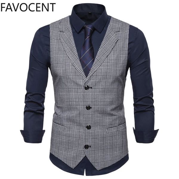 Herren Anzug Weste Mode Slim Fit Dünne Plaid Männer Weste Tops Geschäftsmann England Stil Männliche Freizeit Anzüge 240312