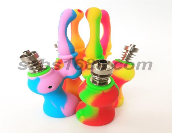 Bong Dab Rig Bubbler Silikonpfeifen Shisha Wasserpfeifen Silikonbongs Heady Mini Pipe Wax Oil Rigs Shisha Becherpfeifen mit Oberteil ti4409904