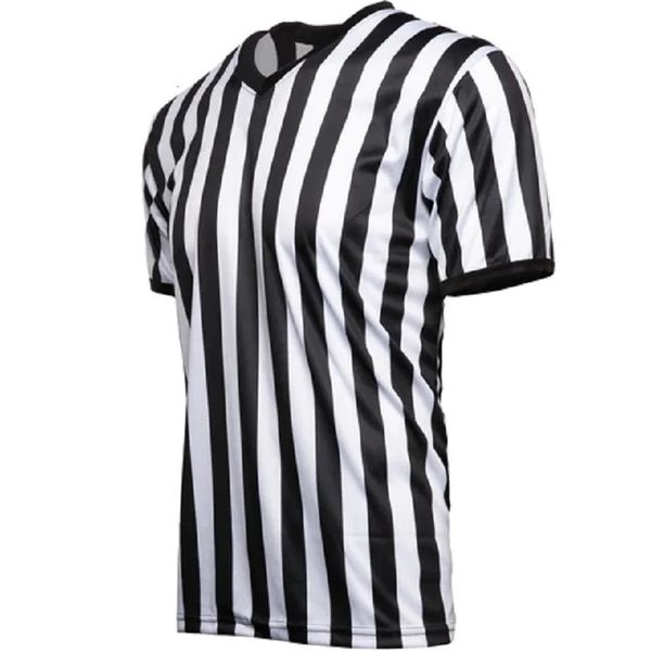 Herren-Basketball-Fußball-Fußball-Schiedsrichter-Shirt mit V-Ausschnitt, Ringen, Boxen, professioneller Schiedsrichter, gestreift, kurzärmelig, T-Shirt 240228